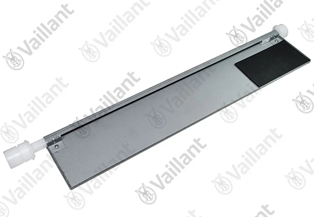 Vaillant-Bypass-Klappe in metallischer Ausführung mit zwei Anschlussrohren, geeignet für das System R recoVAIR VAR. Klar gestaltetes Design ohne sichtbare Maße.